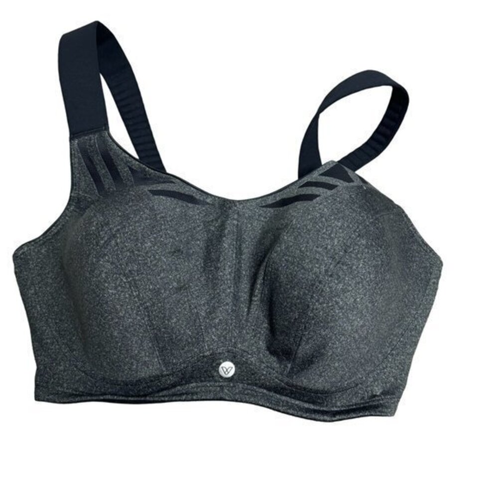 Livi Active Size 44F Gray Max Support Wicking Underwire High Impact Sports Bra
